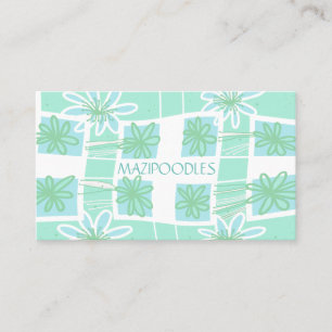Carte De Visite Personnelle Creative Floral Check Spearmint Turquo