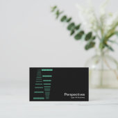 Carte De Visite Perspectives - Turquoise et blanc sur noir (Debout devant)