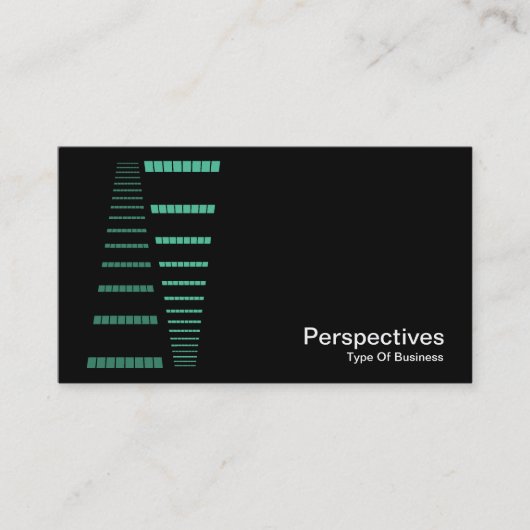 Carte De Visite Perspectives - Turquoise et blanc sur noir (Devant)
