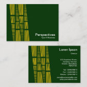 Carte De Visite Perspectives v2 - Ambre et blanc sur le vert foncé (Devant / Derrière)