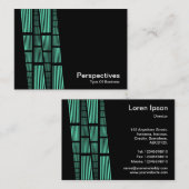 Carte De Visite Perspectives v2 - Turquoise et blanc sur noir (Devant / Derrière)