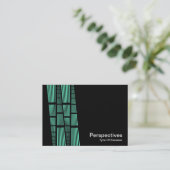 Carte De Visite Perspectives v2 - Turquoise et blanc sur noir (Debout devant)