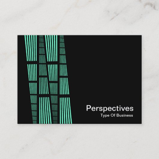 Carte De Visite Perspectives v2 - Turquoise et blanc sur noir (Devant)