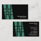 Carte De Visite Perspectives v2 - Turquoise et blanc sur noir (Devant / Derrière)