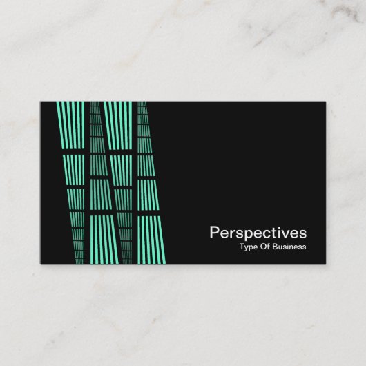 Carte De Visite Perspectives v2 - Turquoise et blanc sur noir (Devant)