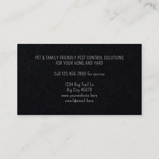 Carte De Visite Pest Control Ants Bugs Moderne Minimale Noir (Dos)