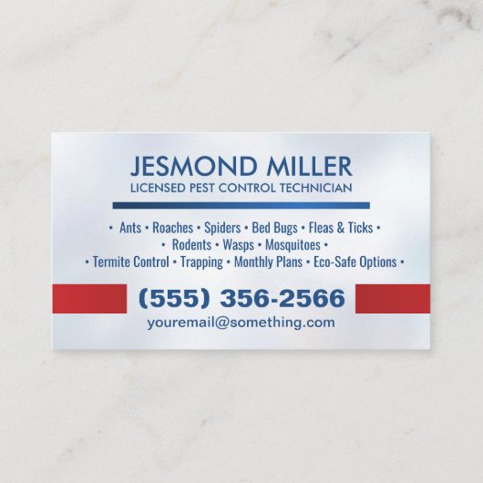 Carte De Visite Pest Control Services - Exterminator (Dos)