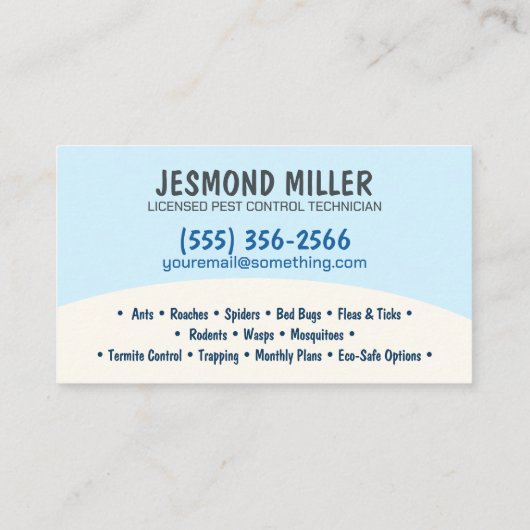 Carte De Visite Pest Control Services - Exterminator (Dos)