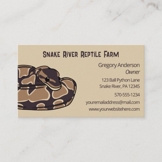 Carte De Visite Pet Ball Python Snake Repère (Devant)