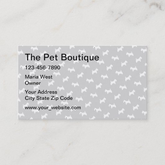 Carte De Visite Pet Boutique Cute Dog Motif (Devant)
