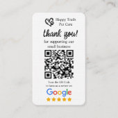 Carte De Visite Pet Care Google Review Request Card avec code QR (Devant)