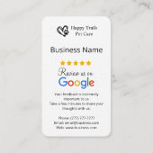 Carte De Visite Pet Care Google Review Request Card avec code QR (Dos)