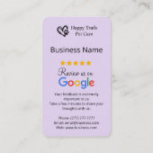 Carte De Visite Pet Care Google Review Request Card avec code QR (Dos)