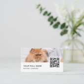 Carte De Visite Pet Groomer QR Code Logo Médias sociaux (Debout devant)