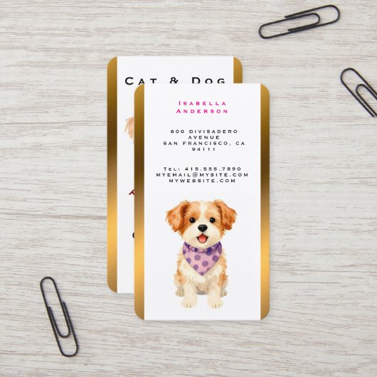 Carte De Visite Pet Grooming Personalized Luxury Modern Collection (Devant/Arrière en situation)