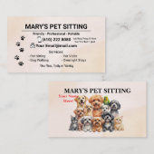 Carte De Visite Pet Sitter Business Card Dog Walker (Devant / Derrière)