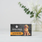 Carte De Visite Pet Sitter Chien marchant Chalkboard Golden Retrie (Debout devant)
