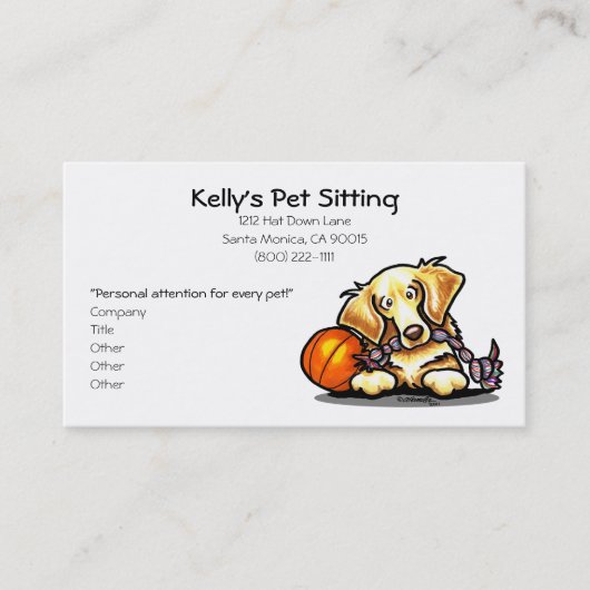 Carte De Visite Pet Sitter Golden Retriever Simple (Devant)