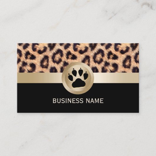 Carte De Visite Pet Sitter Monogramme Paw Empreinte de léopard mod (Devant)