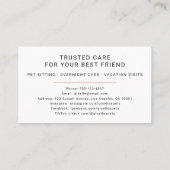 Carte De Visite Pet Sitter Photo Paw Print (Dos)