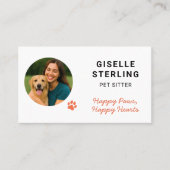 Carte De Visite Pet Sitter Photo Paw Print (Devant)
