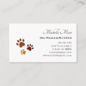 Carte De Visite Pet Sitter QR code Cute Brown Paw Prints  (Devant)