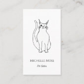 Carte De Visite Pet Sitter QR code mignon Winking Chat Noir Blanc (Devant)