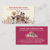 Carte De Visite Pet Sitter Walker chien garde rose beige (Devant / Derrière)