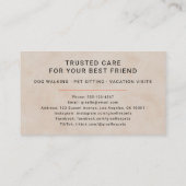 Carte De Visite Pet Sitting Photo Paw Print Minimalist Modern (Dos)