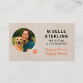 Carte De Visite Pet Sitting Photo Paw Print Minimalist Modern (Devant)
