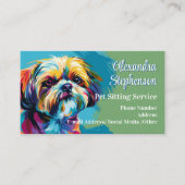 Carte De Visite Pet Sitting Service Dog Walking Pop Art Shih Tzu (Devant)
