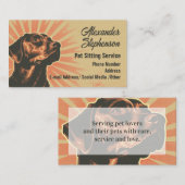 Carte De Visite Pet Sitting Service Dog Walking Retro Black Lab (Devant / Derrière)