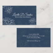 Carte De Visite Pétale Fleur Sur Bleu (Devant / Derrière)