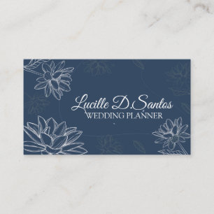 Carte De Visite Pétale Fleur Sur Bleu