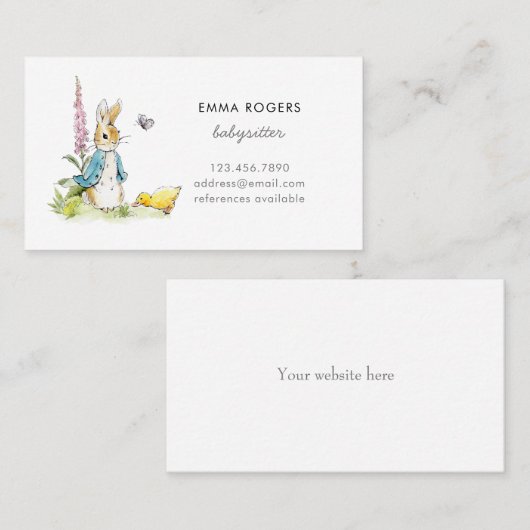 Carte De Visite Peter Rabbit Babysitter Nanny (Devant / Derrière)