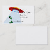 Carte De Visite Petit Alien adorable et soucoupe volante (Devant / Derrière)