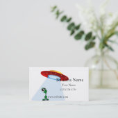 Carte De Visite Petit Alien adorable et soucoupe volante (Debout devant)