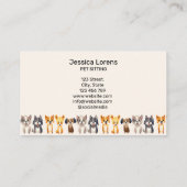 Carte De Visite Petit Animal assis, Joyeux Chat assis, Vétérinaire (Dos)