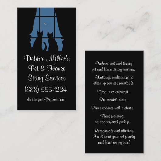 Carte De Visite Petit animal de compagnie et chats de maison en fe (Devant / Derrière)