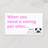 Carte De Visite Petit animal de compagnie moderne Sitter Chat Chie (Devant)
