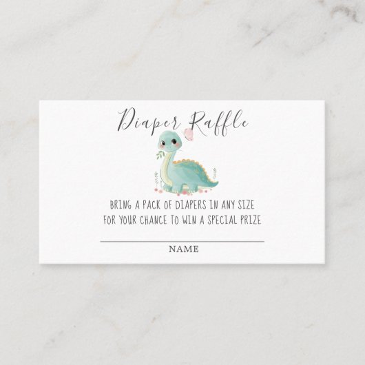 Carte De Visite Petit Baby shower Dinosaur Peony Raffle (Devant)