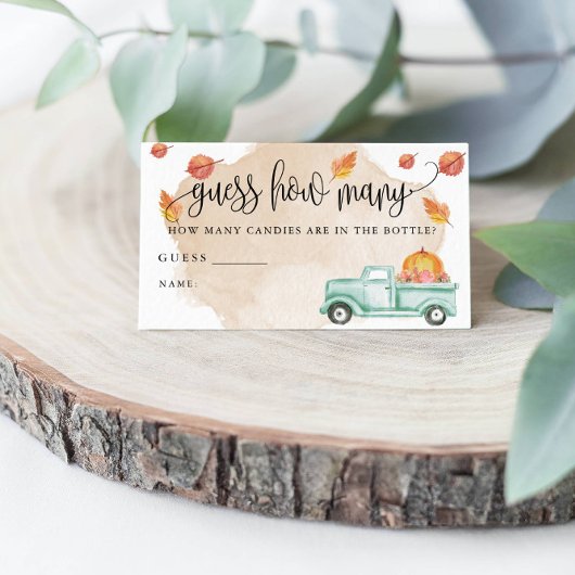 Carte De Visite Petit Camion De Ferme Citrouille Devine Combien De