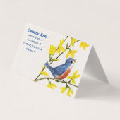 Carte De Visite Petit chant Oiseau rouge bleu sur Fleurs de Branch (Dos)