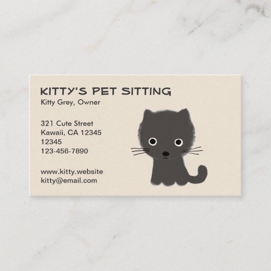 Carte De Visite Petit Chat Gris Mignon (Devant)