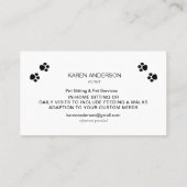 Carte De Visite Petit chien animal de compagnie assis et services  (Dos)