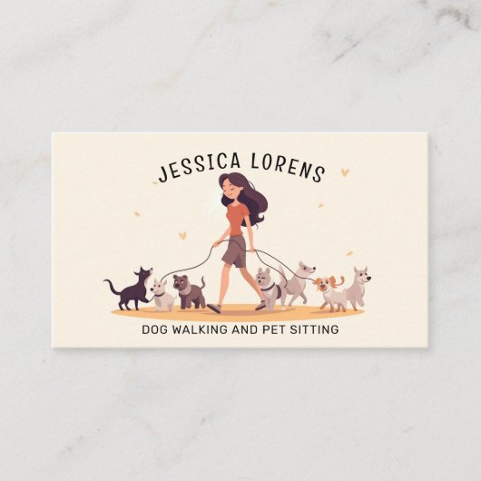 Carte De Visite Petit Chien Walker Animaux de compagnie Sitter, Ch (Devant)
