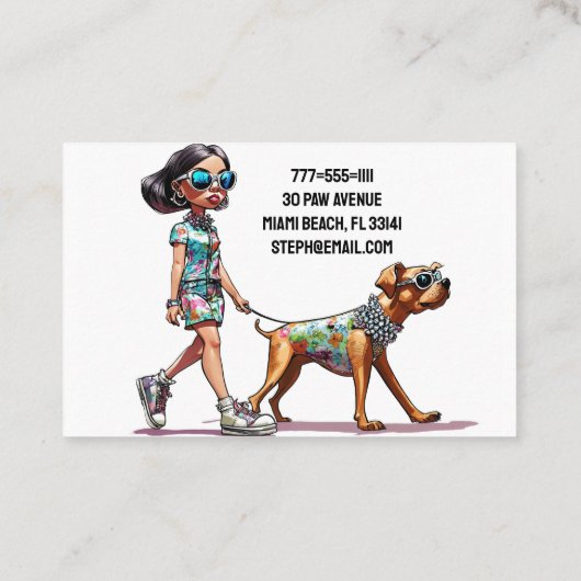 Carte De Visite Petit Chien Walker pour chien de chien Sitter pour (Dos)