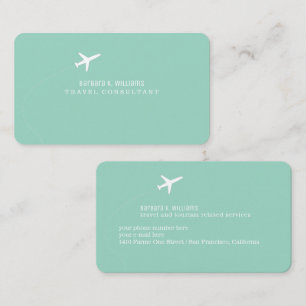 Carte De Visite Petit consultant de voyage en avion sarcelle clair
