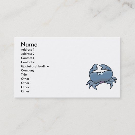 Carte De Visite petit crabe bleu mignon (Devant)