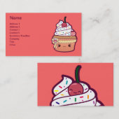 Carte De Visite Petit gâteau de vanille de cerise (Devant / Derrière)